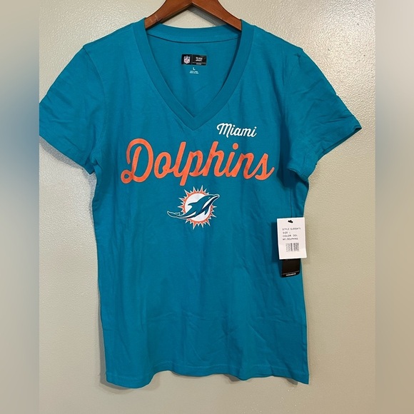 NFL Tops - Miami Dolphins Teal V-Neck T-Shirt Size L NWT